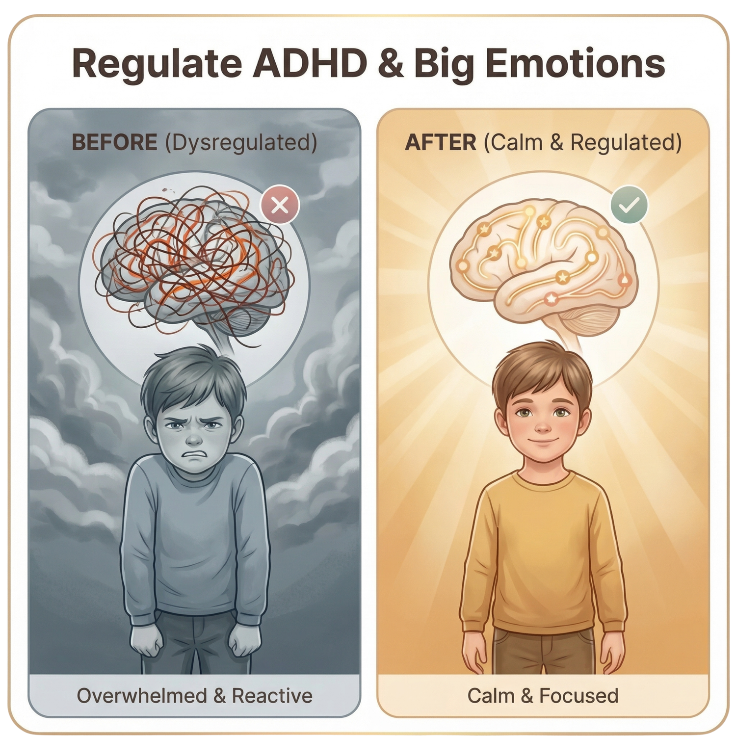 Before and after — child regulated with Saphire